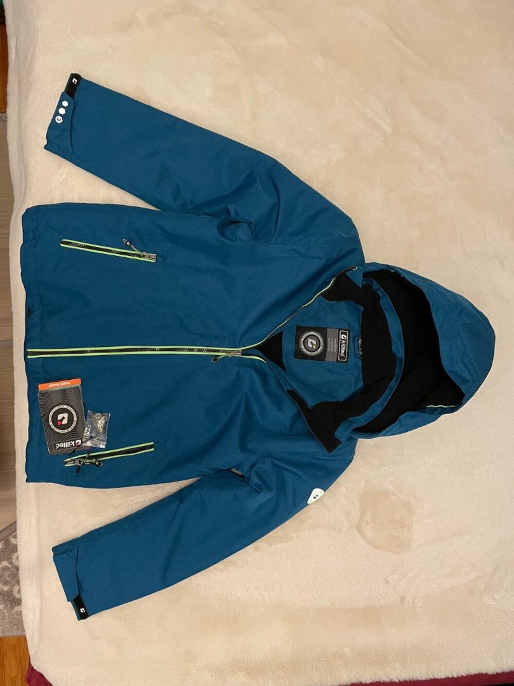 Killtec Level 3 Teal Boys Size 12 Waterproof Windproof Removable Hood Jacket